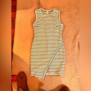 Elegant Striped Sleeveless Mini Dress